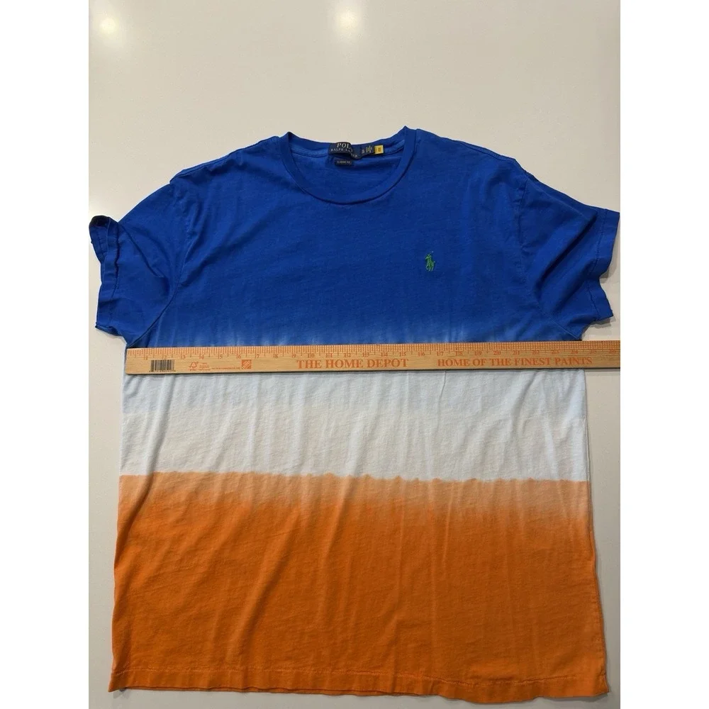 Polo Ralph Lauren Classic Fit Dip Dye T-Shirt Blue Orange Mens XL